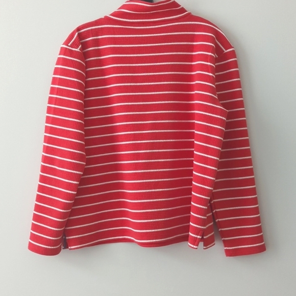 Talbots Petites Button Mockneck‎ Pullover Sweater L Pink Marin Stripe - Picture 8 of 8